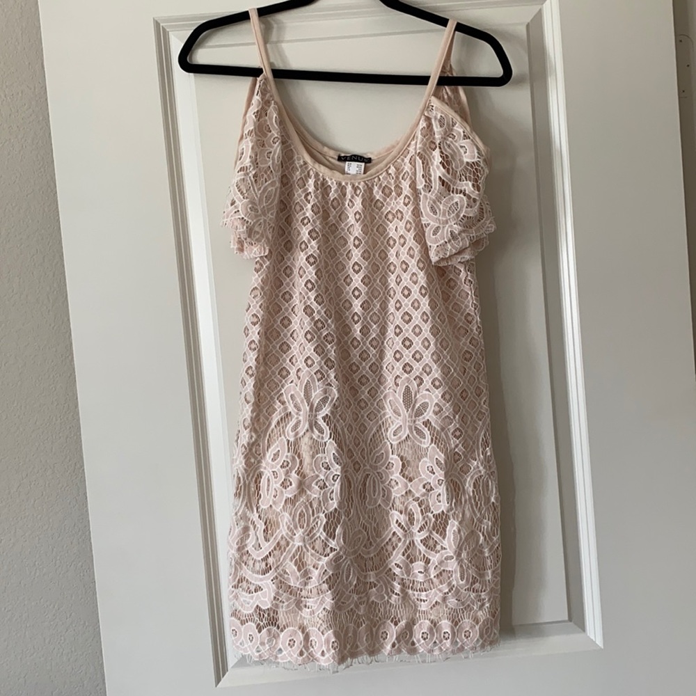 Cold shoulder style dress.